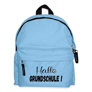 Schulanfang Hallo Grundschule Fußball - Kinder Rucksack - Hellblau - Vorne