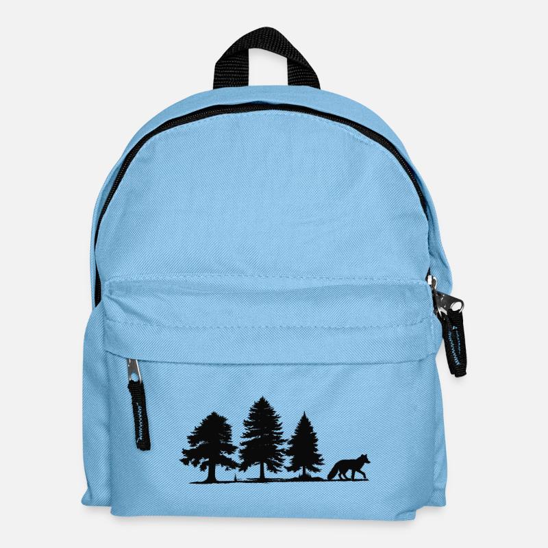 Forest Path Fox Silhouette - Kids' Backpack - light blue