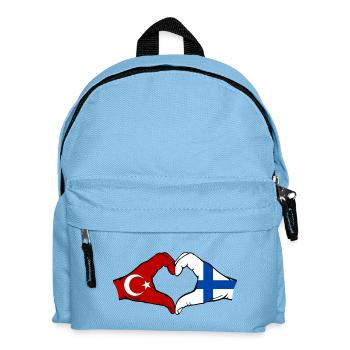 Türkei Finnland Flagge Hände Herzform - Kinder Rucksack - Hellblau - Vorne