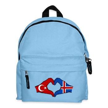 Türkei Island Flagge Hände Herzform - Kinder Rucksack - Hellblau - Vorne