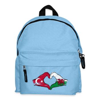 Turkey Wales flag hands heart shape used - Kids' Backpack - light blue - Front