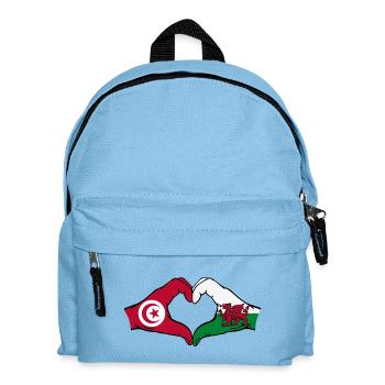 Tunesien Wales Flagge Hände Herzform - Kinder Rucksack - Hellblau - Vorne