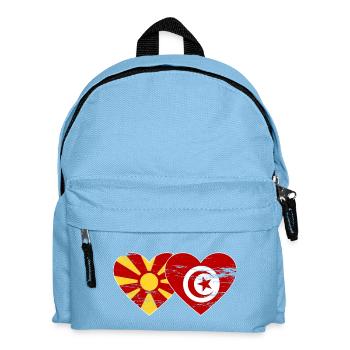 Macedonia Tunisia flag heart used - Kids' Backpack - light blue - Front