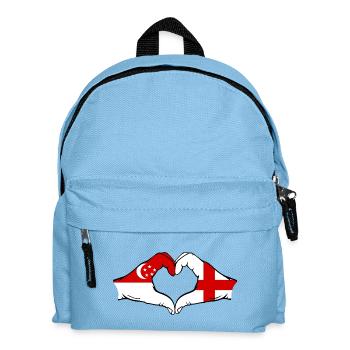 Singapur England Flagge Hände Herzform - Kinder Rucksack - Hellblau - Vorne