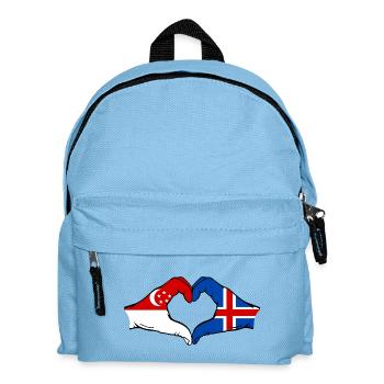Singapur Island Flagge Hände Herzform - Kinder Rucksack - Hellblau - Vorne