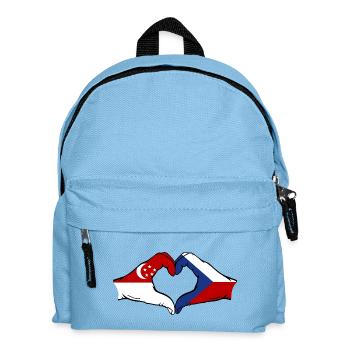 Singapur Tschechien Flagge Hände Herzform - Kinder Rucksack - Hellblau - Vorne