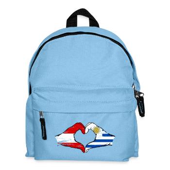 Austria Uruguay Flag Hands Heart Shape Used - Kids' Backpack - light blue - Front