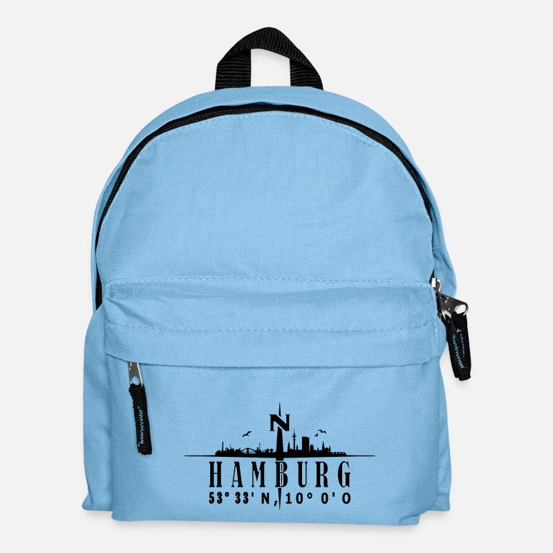Skyline Hamburg mit Kompass - Kinder Rucksack - Hellblau