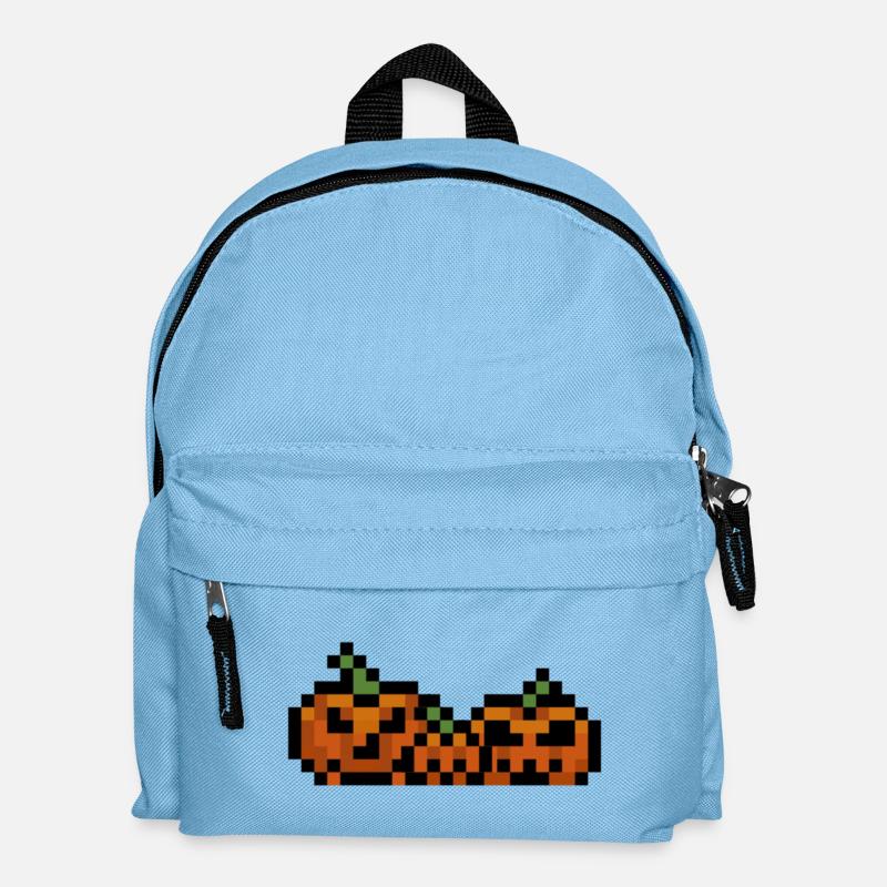 Pixel Kürbis Retro 8Bit Design - Kinder Rucksack - Hellblau