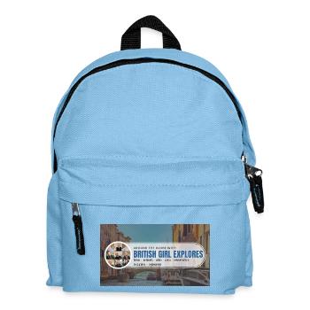 Rund um den Globus mit British Girl Explores - Kinder Rucksack - Hellblau - Vorne