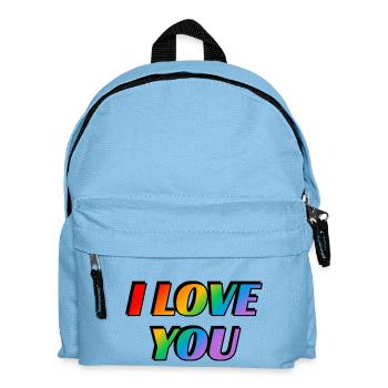 Je t’aime - couple gay - texte arc-en-ciel fierté LGBT - Sac à dos Enfant - bleu clair - Devant