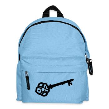 Verzierte Skelettschlüssel-Silhouette - Kinder Rucksack - Hellblau - Vorne