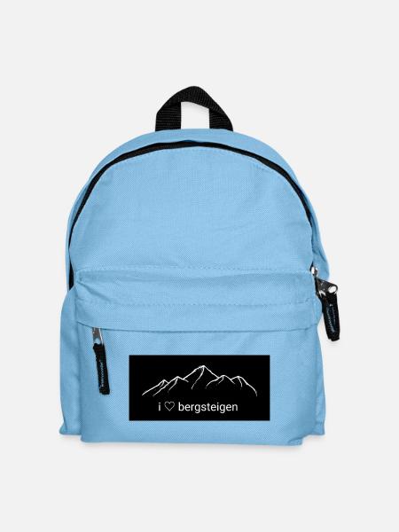 I Love Bergsteigen Mountain Design - Kinder Rucksack - Hellblau