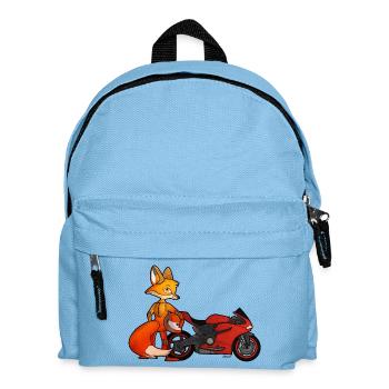 Fuchs Motorrad - Kinder Rucksack - Hellblau - Vorne