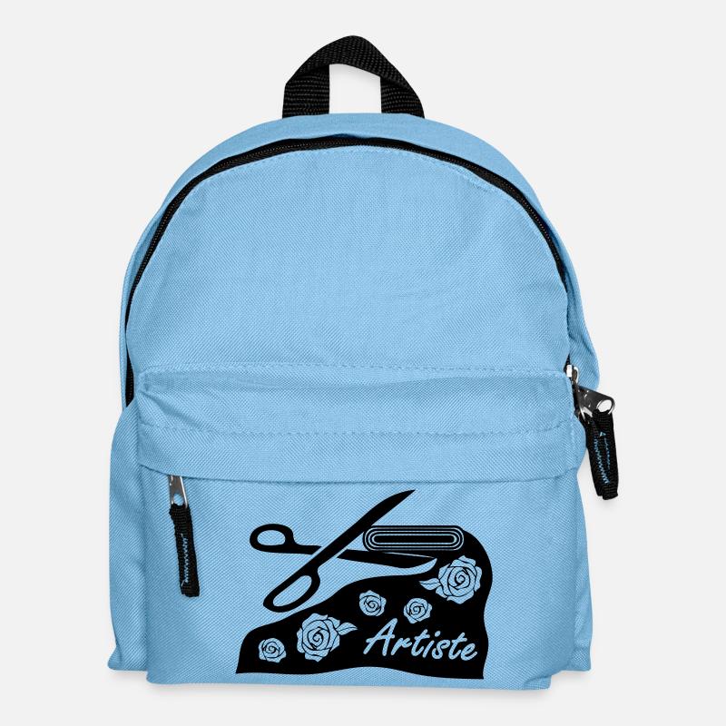 With fabric and scissors for art project - Kids' Backpack - light blue