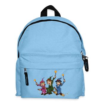 Illustration von 3 fröhlichen Hexen auf Besenstielen - Kinder Rucksack - Hellblau - Vorne