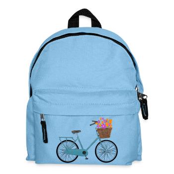 Fahrrad mit bunten Blumen im Korb - Kinder Rucksack - Hellblau - Vorne