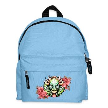 Mysterious colorful creature with flowers. - Kids' Backpack - light blue - Front