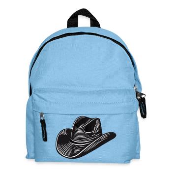 black cowboy hat,western hat vector illustration style - Kids' Backpack - light blue - Front