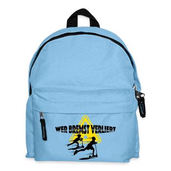 Tretroller, wer bremst verliert - Kinder Rucksack - Hellblau - Vorne