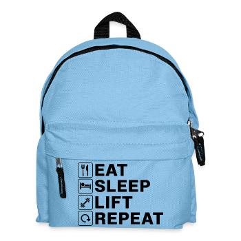 Essen Schlaf Lift Repeat Gym Liebhaber Zitat - Kinder Rucksack - Hellblau - Vorne
