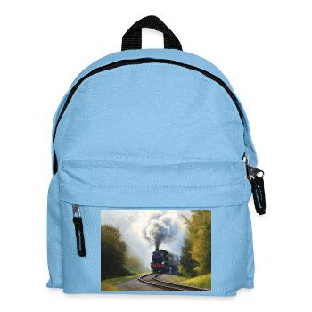 Autumn Steam Train in Woods - Kids' Backpack - light blue - Front