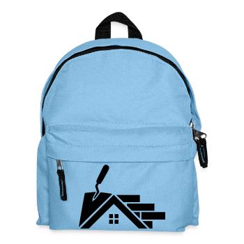 Logo Maurer avec contour de maison, truelle et briques - Sac à dos Enfant - bleu clair - Devant
