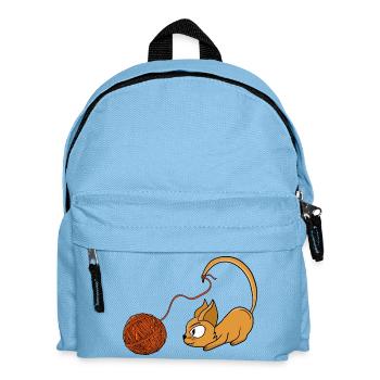 Playful Orange Cat Chasing Yarn - Kids' Backpack - light blue - Front