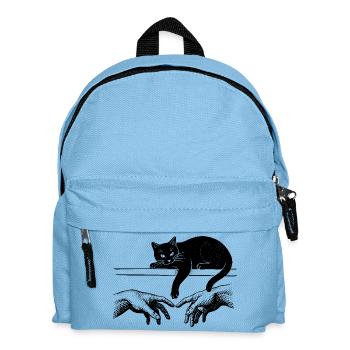 Creation of Adam with a disturbing cat - Kids' Backpack - light blue - Front