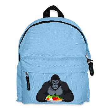 Cool Gorilla with Vegetable Plate Monkey Motif - Kids' Backpack - light blue - Front