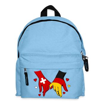 Schweiz Deutschland Flagge Herz Hände - Kinder Rucksack - Hellblau - Vorne