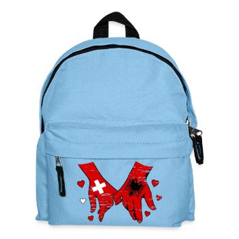 Drapeau suisse Albanie se tenant la main utilisé - Sac à dos Enfant - bleu clair - Devant