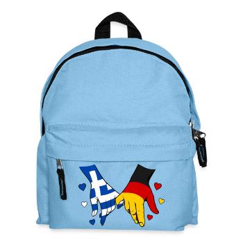 Drapeau Grèce-Allemagne se tenant la main - Sac à dos Enfant - bleu clair - Devant