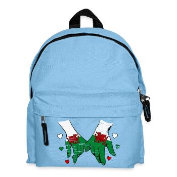 Wales_Flagge_Haendehalten_used - Kinder Rucksack - Hellblau - Vorne
