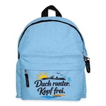 Dach runter Kopf frei Cabrio Spruch lustig  - Kinder Rucksack - Hellblau - Vorne