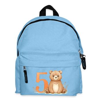 Petit Ours avec le Numéro Cinq - Sac à dos Enfant - bleu clair - Devant