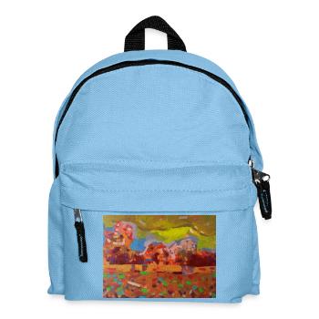 Farbenfrohes Landschaftsmosaik - Kinder Rucksack - Hellblau - Vorne