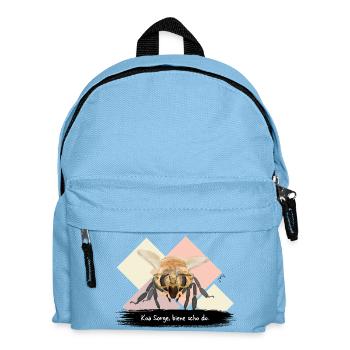 JvG Biene "Koa Sorge, biene scho do." auf Männer  - Kinder Rucksack - Hellblau - Vorne