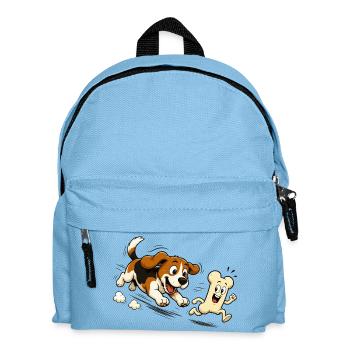 Motif de bande dessinée Running Bone qui poursuit le chien - Sac à dos Enfant - bleu clair - Devant