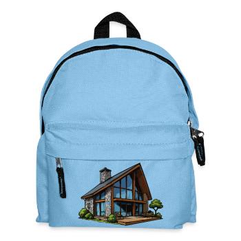 Chalet en bois à façade vitrée - Sac à dos Enfant - bleu clair - Devant