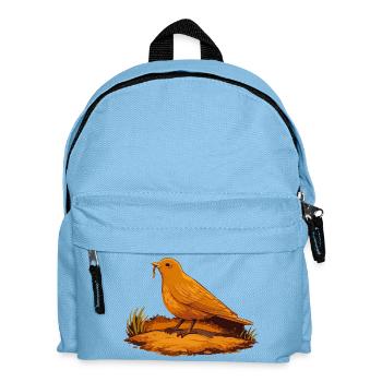 Oiseau orange avec un ver au sol - Sac à dos Enfant - bleu clair - Devant