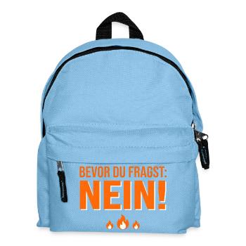 Spruch Bevor du fragst Nein - Kinder Rucksack - Hellblau - Vorne
