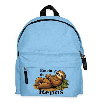 Paresseux Détendu Sur Feuilles - Sac à dos Enfant - bleu clair - Devant