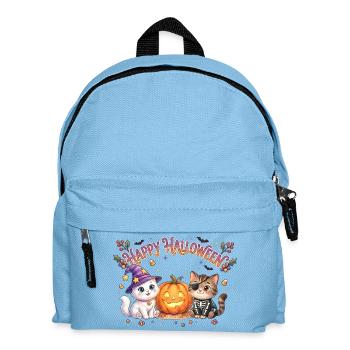 Happy Halloween mit Katzen & Kürbis - Kinder Rucksack - Hellblau - Vorne