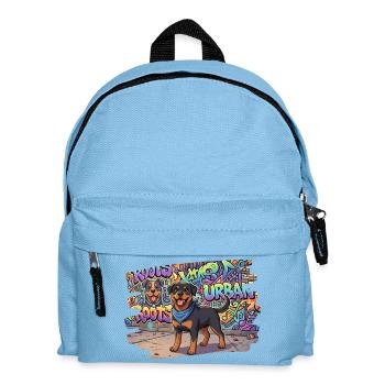 Freundlicher Rottweiler vor collem Graffiti - Kinder Rucksack - Hellblau - Vorne