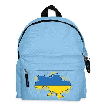 Ukraine Flag Map Silouette with Floral Outline - Kids' Backpack - light blue - Front