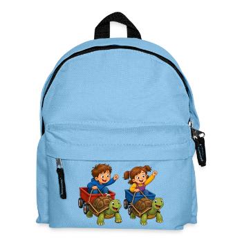 Kids turtle race in handcart fun - Kids' Backpack - light blue - Front