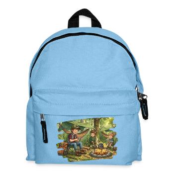 Dad with 2 sons at the campfire - Kids' Backpack - light blue - Front