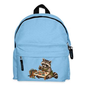 Waschbär zieht Wollschlingen - Kinder Rucksack - Hellblau - Vorne