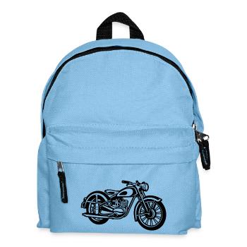Motorrad / Classic Motorcycle 04_schwarz - Kinder Rucksack - Hellblau - Vorne
